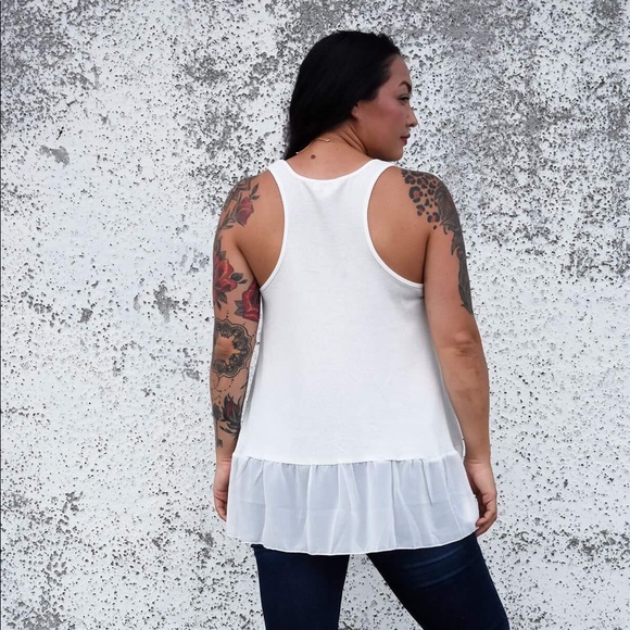 White Peplum Racerback Tank - Picture 2 of 2